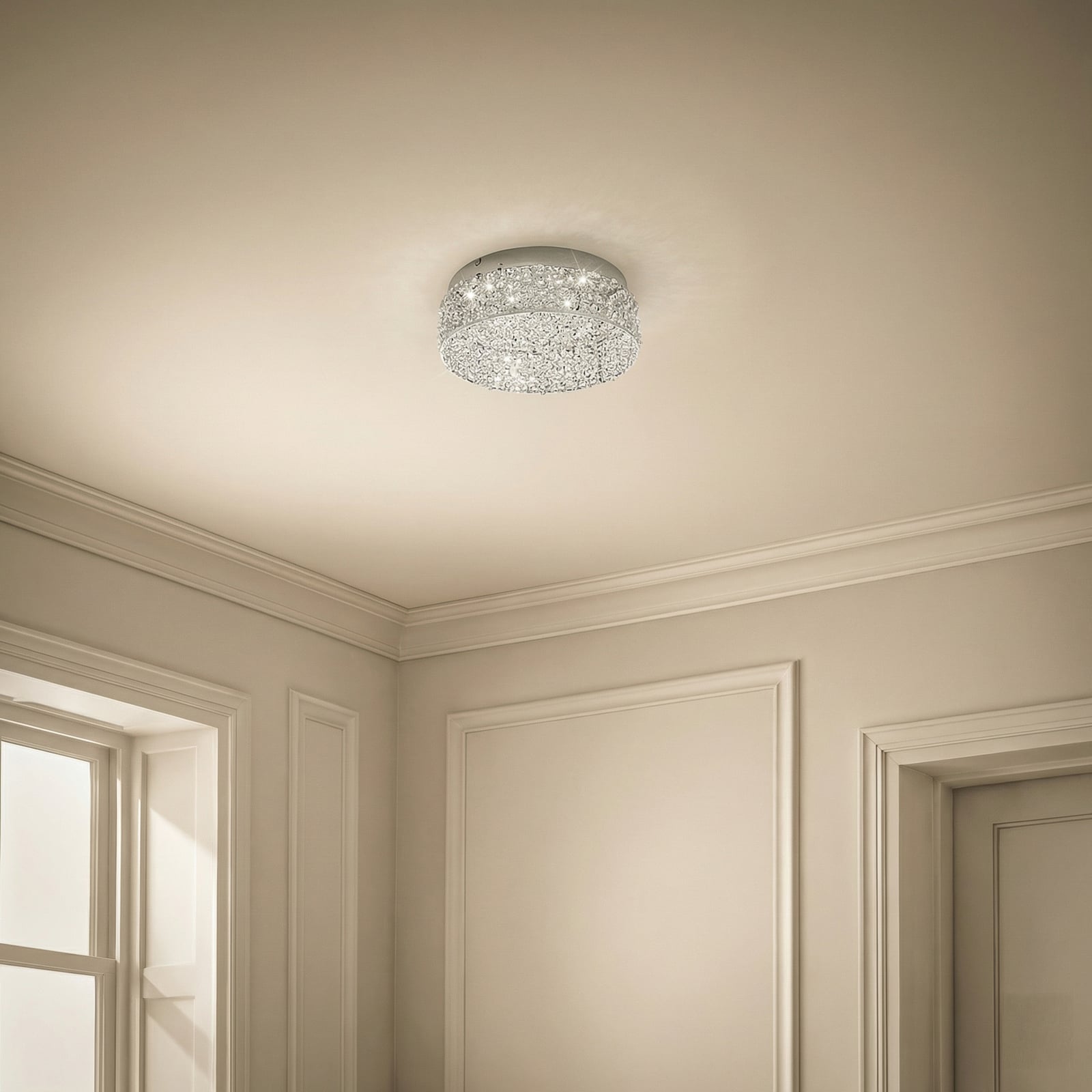 LED taklampe Felias krom glass bakside