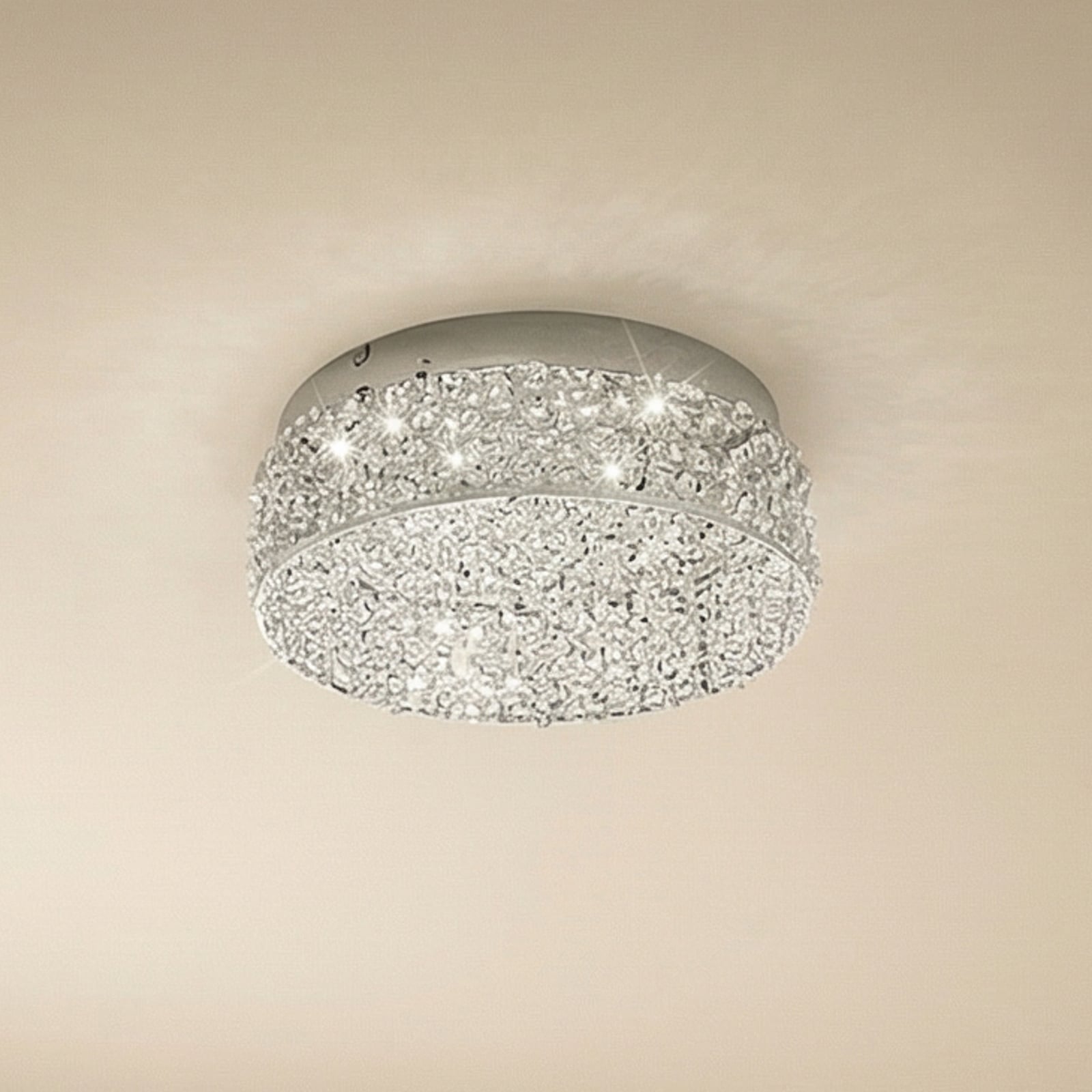 LED taklampe Felias krom glass forfra