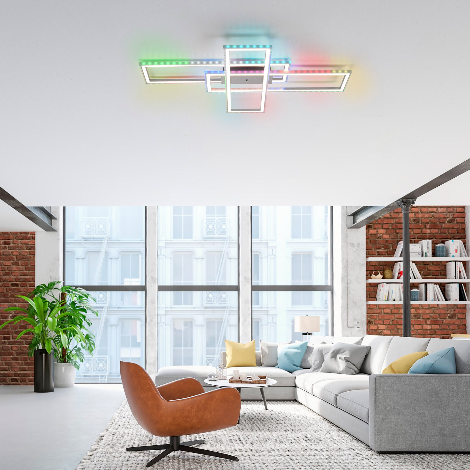LED taklampe Felix60 dimbar CCT RGB 105x71 cm sideprofil