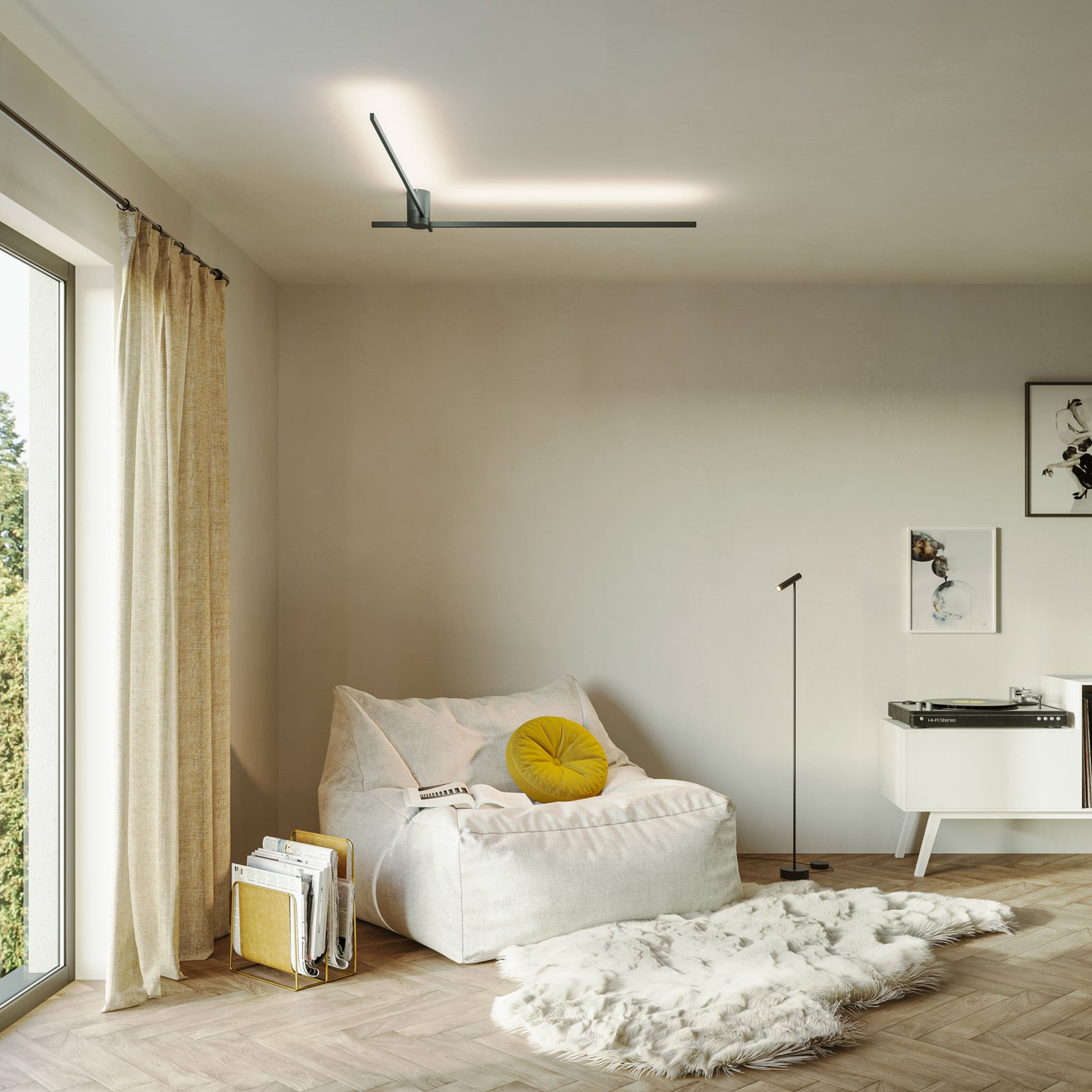 Bakside av LED taklampe Fil Spin 1.0 svart dimbar 110 cm