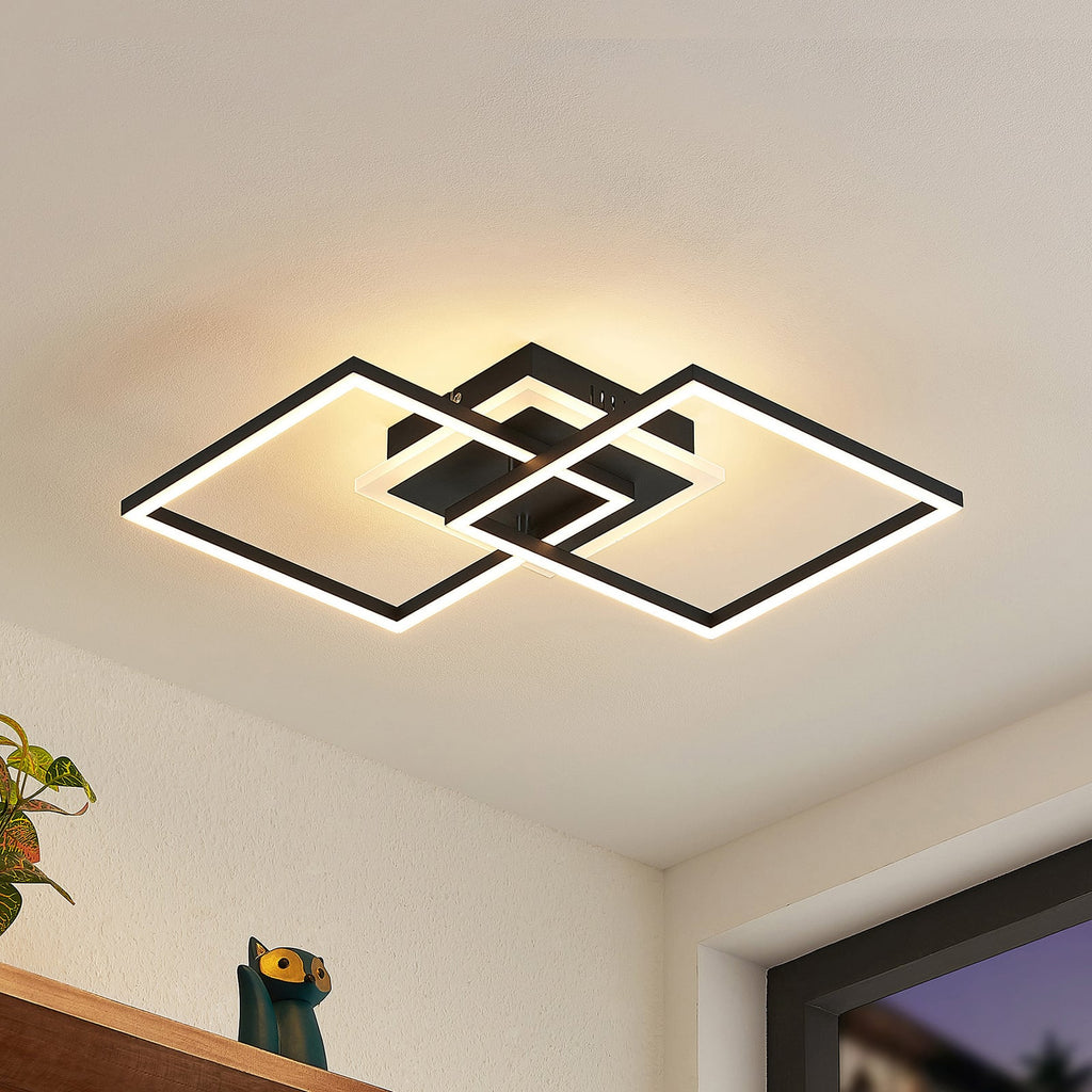 LED taklampe Fjardo dimbar svart CCT fjernkontroll forfra