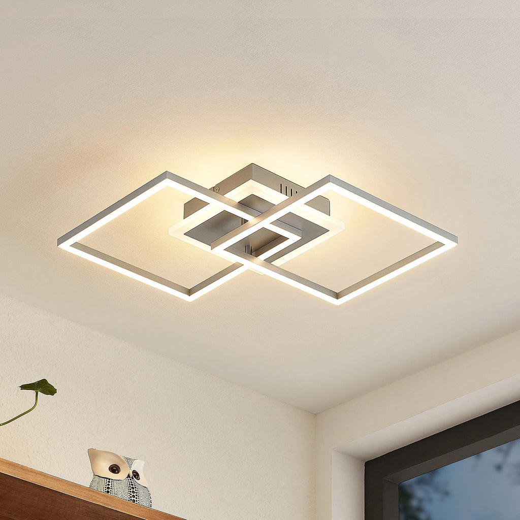 LED taklampe Fjardo firkantet sølv CCT dimbar 27W forfra