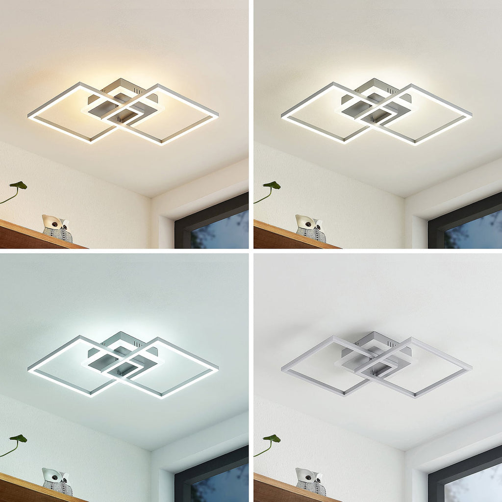LED taklampe Fjardo firkantet sølv CCT dimbar 27W bakside
