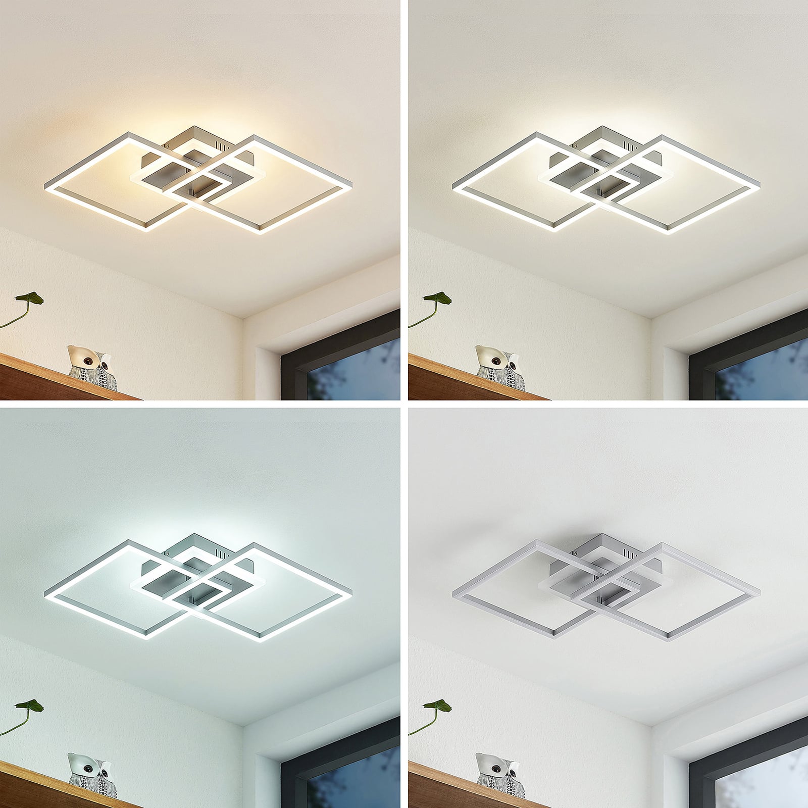 LED taklampe Fjardo firkantet sølv CCT dimbar 27W bakside