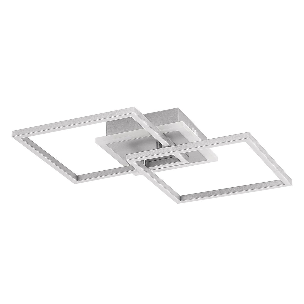Montert LED taklampe Fjardo firkantet sølv CCT dimbar 27W i rom