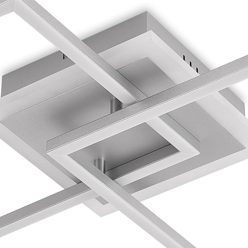 Sidevisning av LED taklampe Fjardo firkantet sølv CCT dimbar 27W