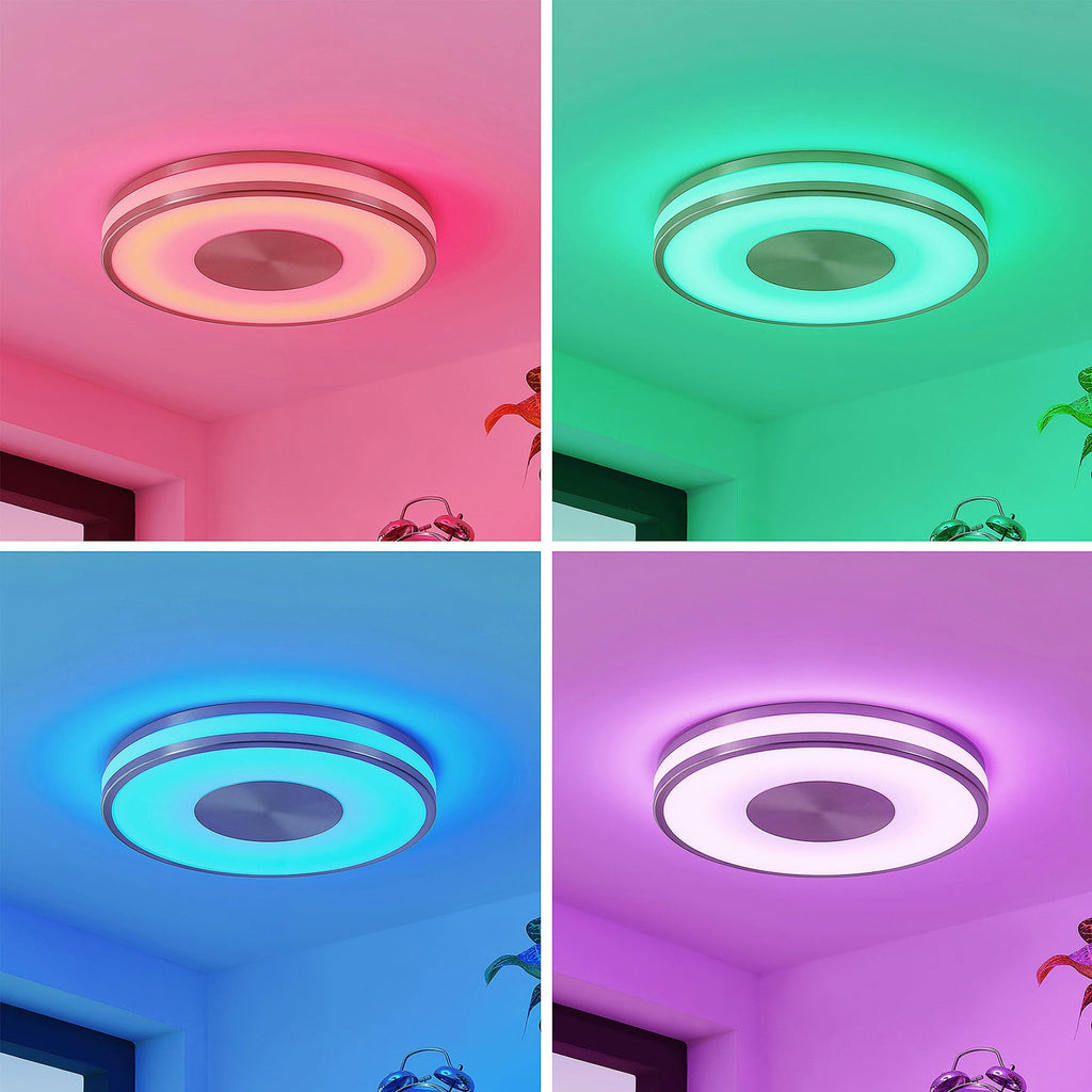Nærbilde av LED taklampe Fjella RGB CCT dimbar Ø36 cm materialer