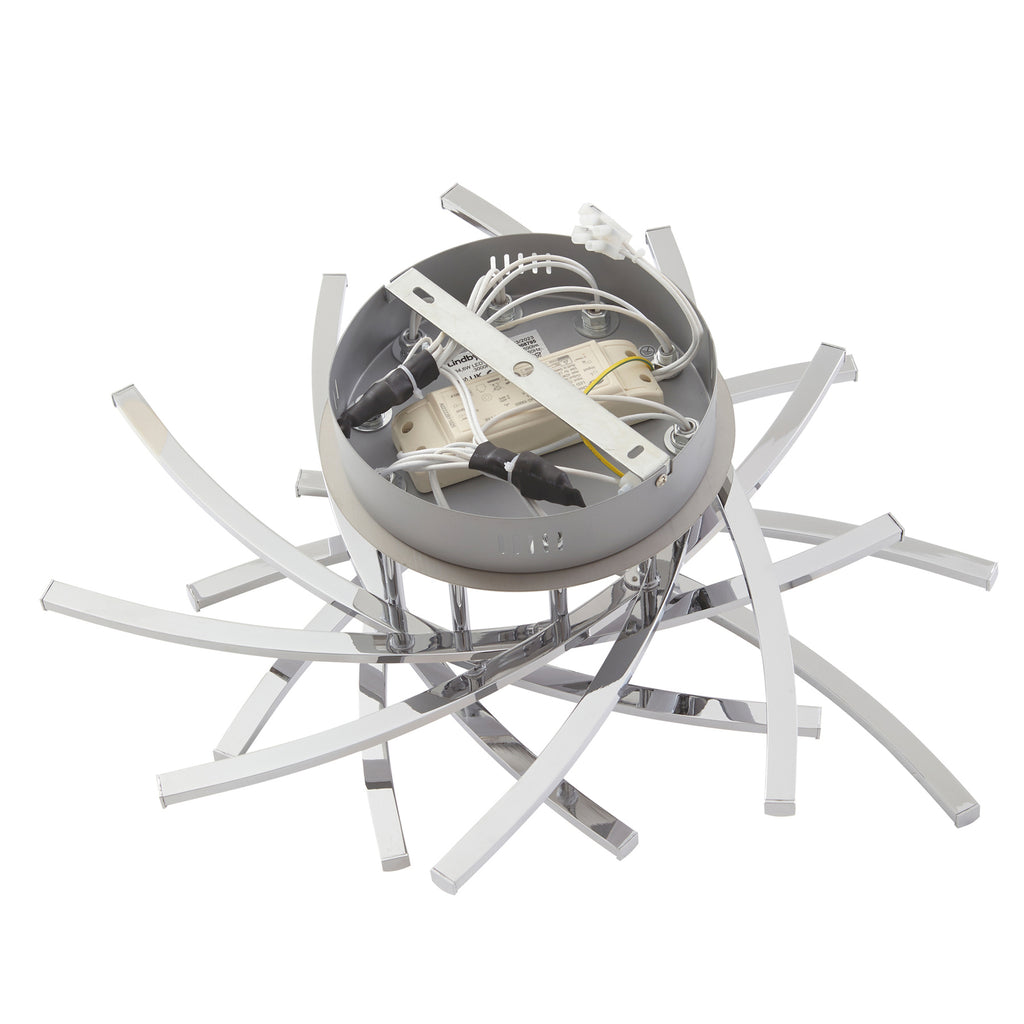 LED taklampe Flakira 10-lys dimbar krom Ø55 cm monteringsdetalj