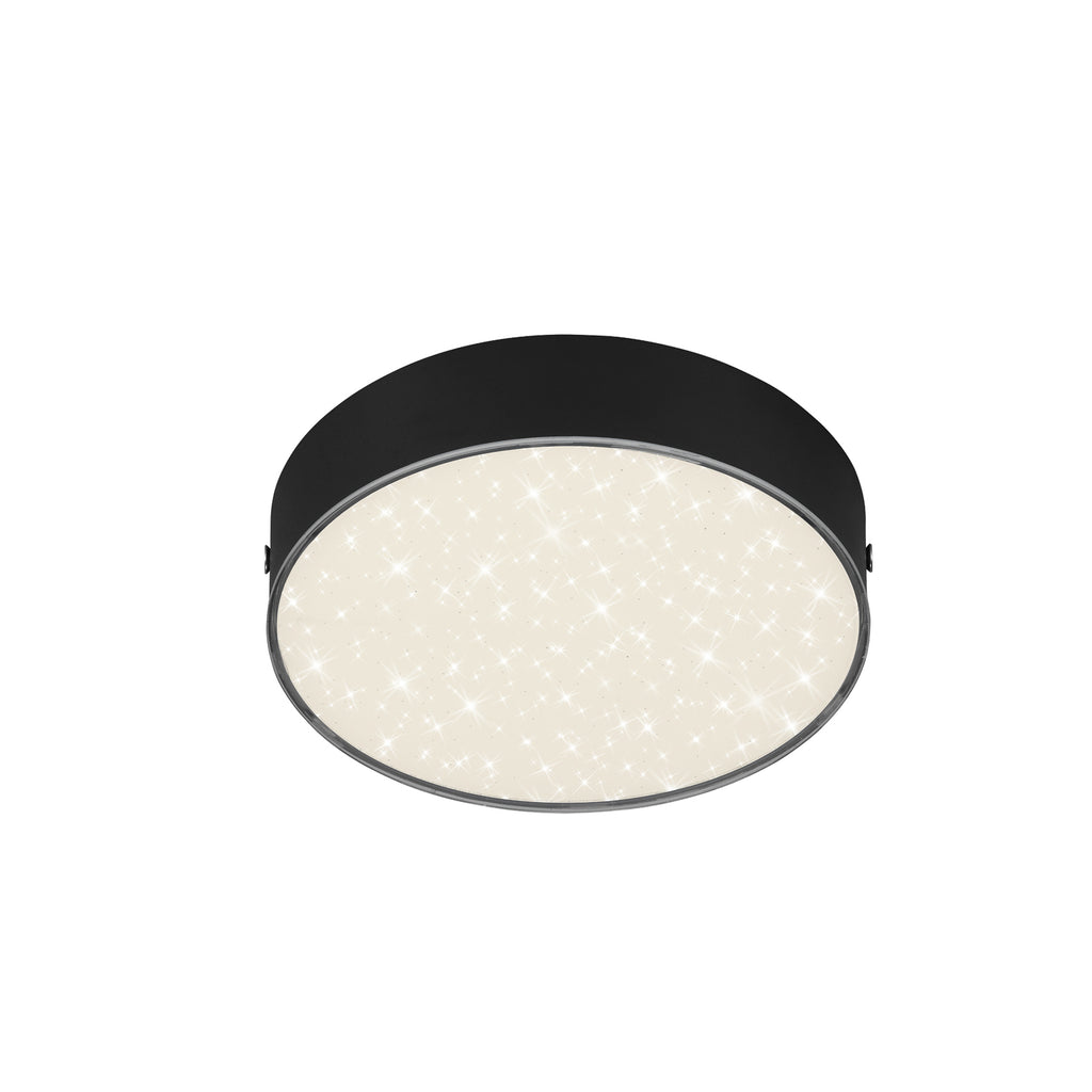 LED taklampe Flame Star stjernehimmel Ø15,7 cm svart forfra