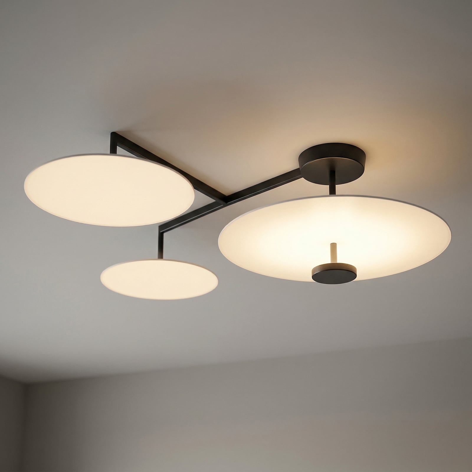 LED taklampe Flat 4-lys dimbar Ø55 cm hvit 54W varmhvit detalj