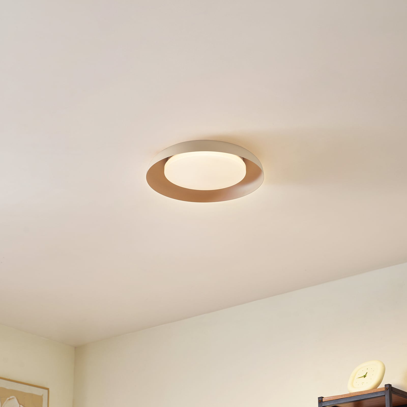 LED taklampe Florie beige metall bakside