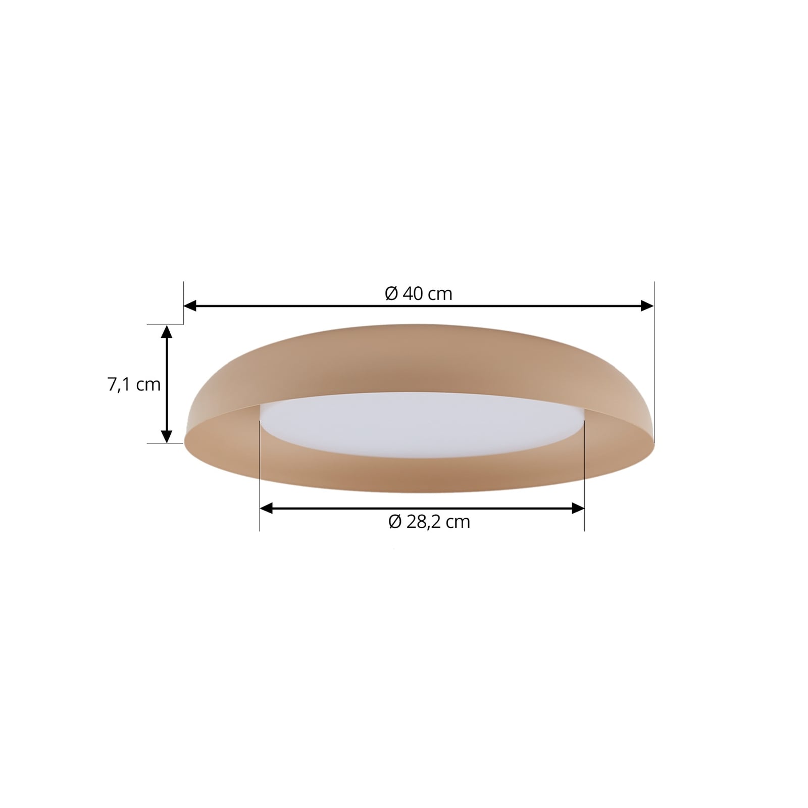 LED taklampe Florie beige metall nærbilde