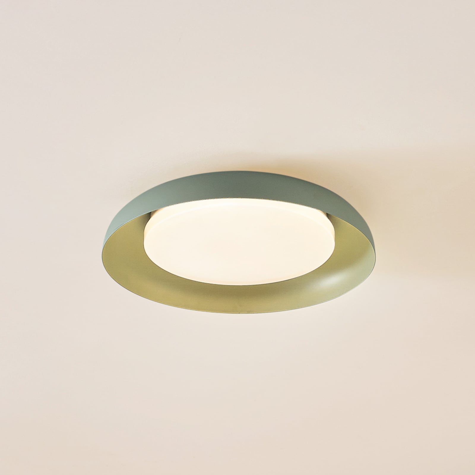 LED taklampe Florie grønn metall Ø40 cm forfra