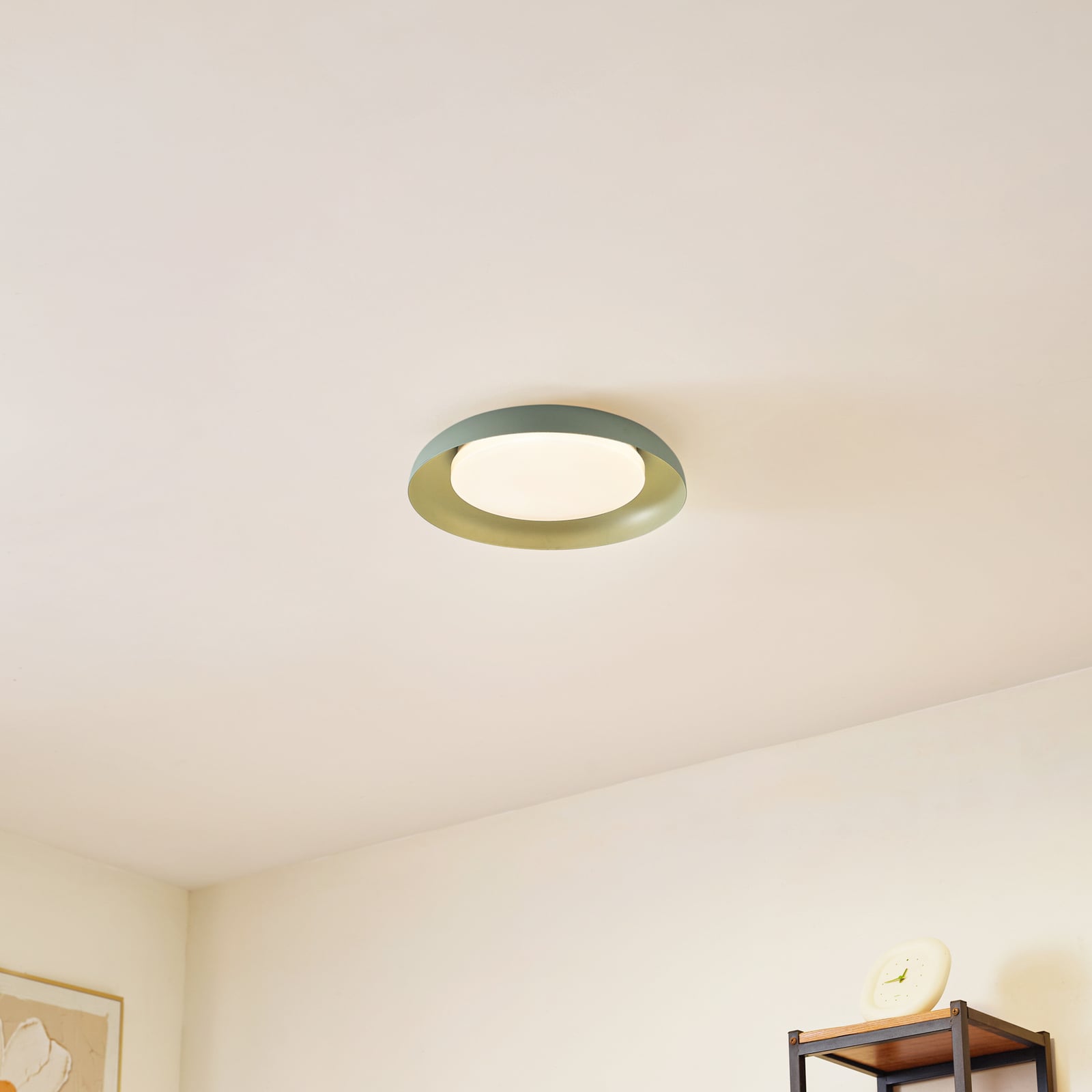 LED taklampe Florie grønn metall Ø40 cm bakside