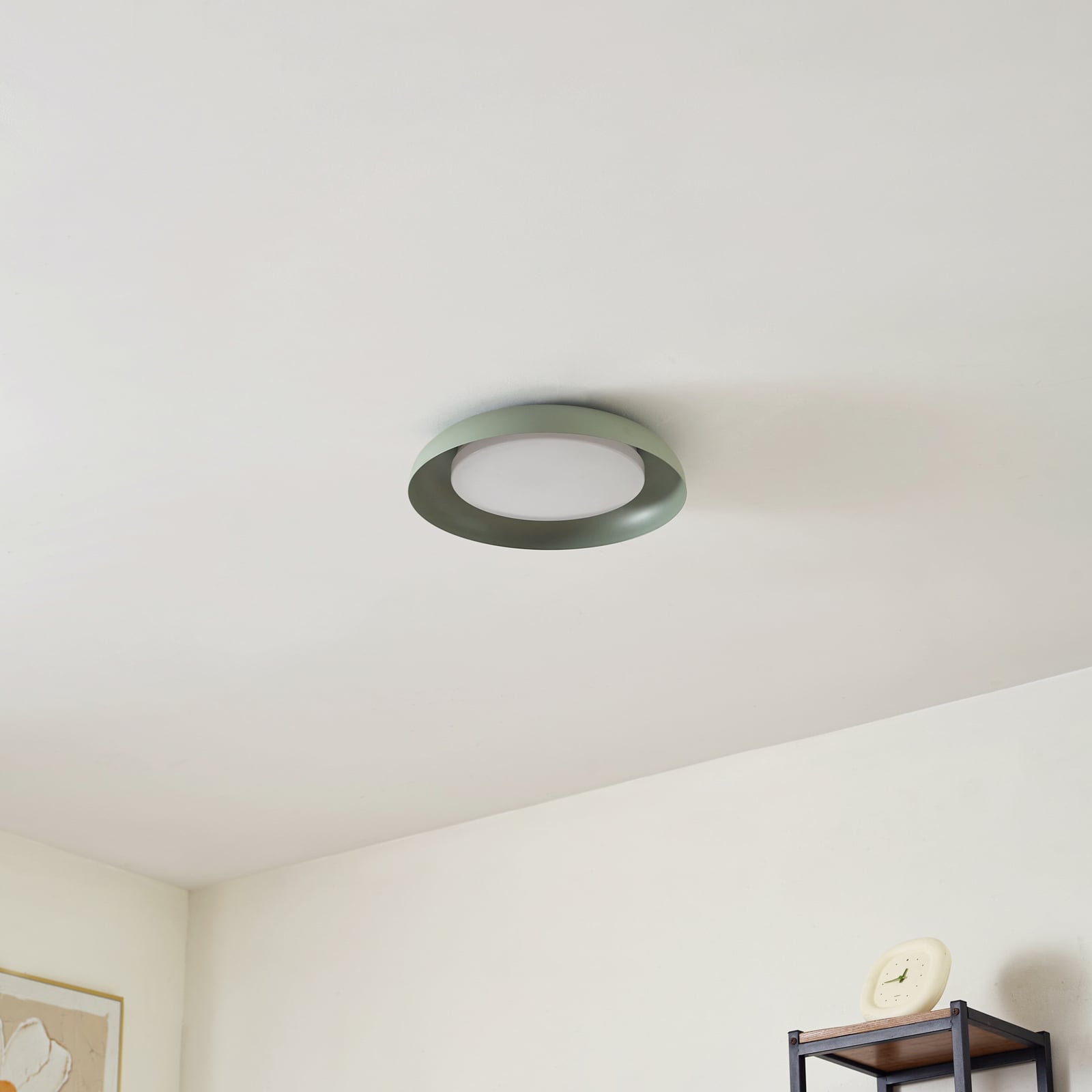 LED taklampe Florie grønn metall Ø40 cm detalj