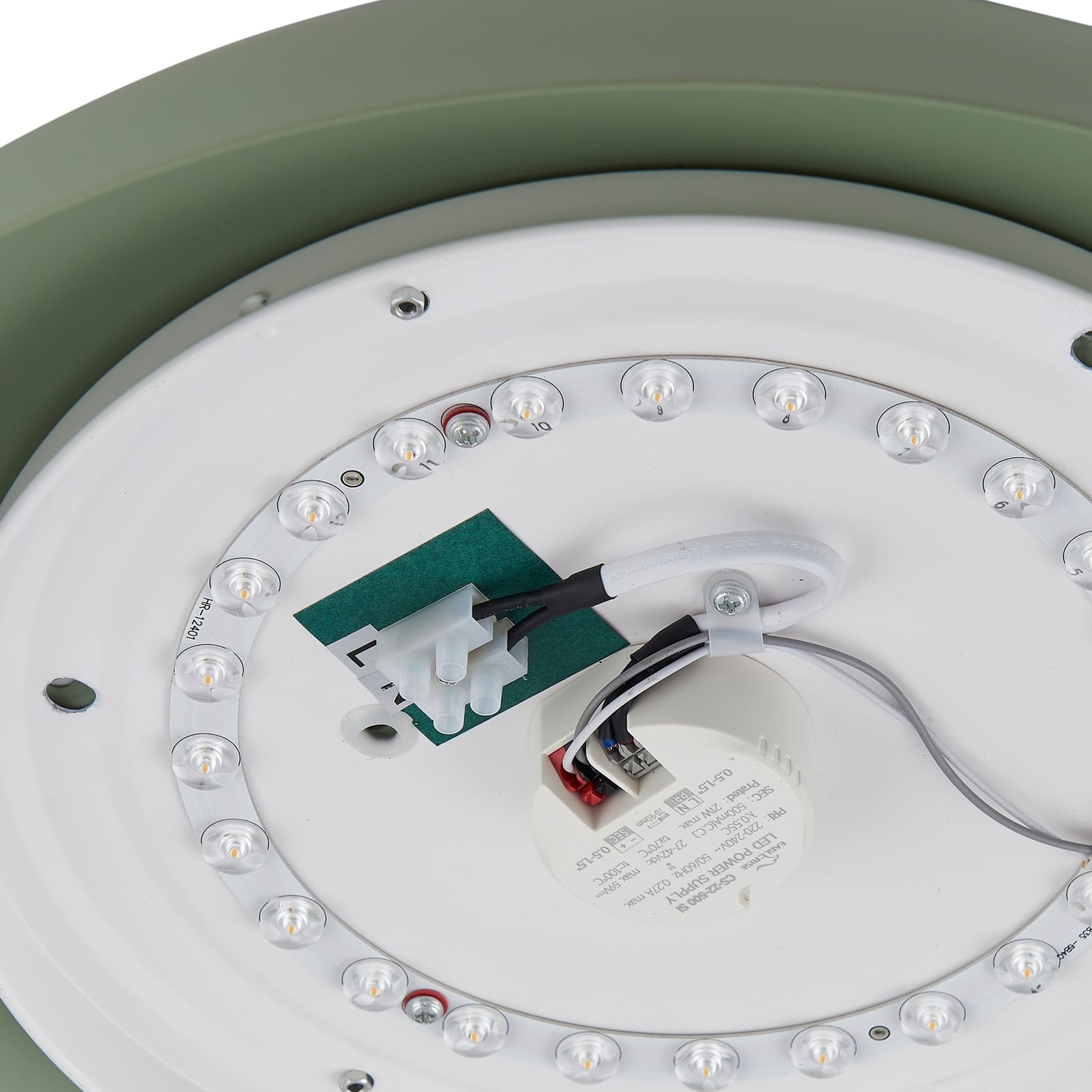 LED taklampe Florie grønn metall Ø40 cm underside