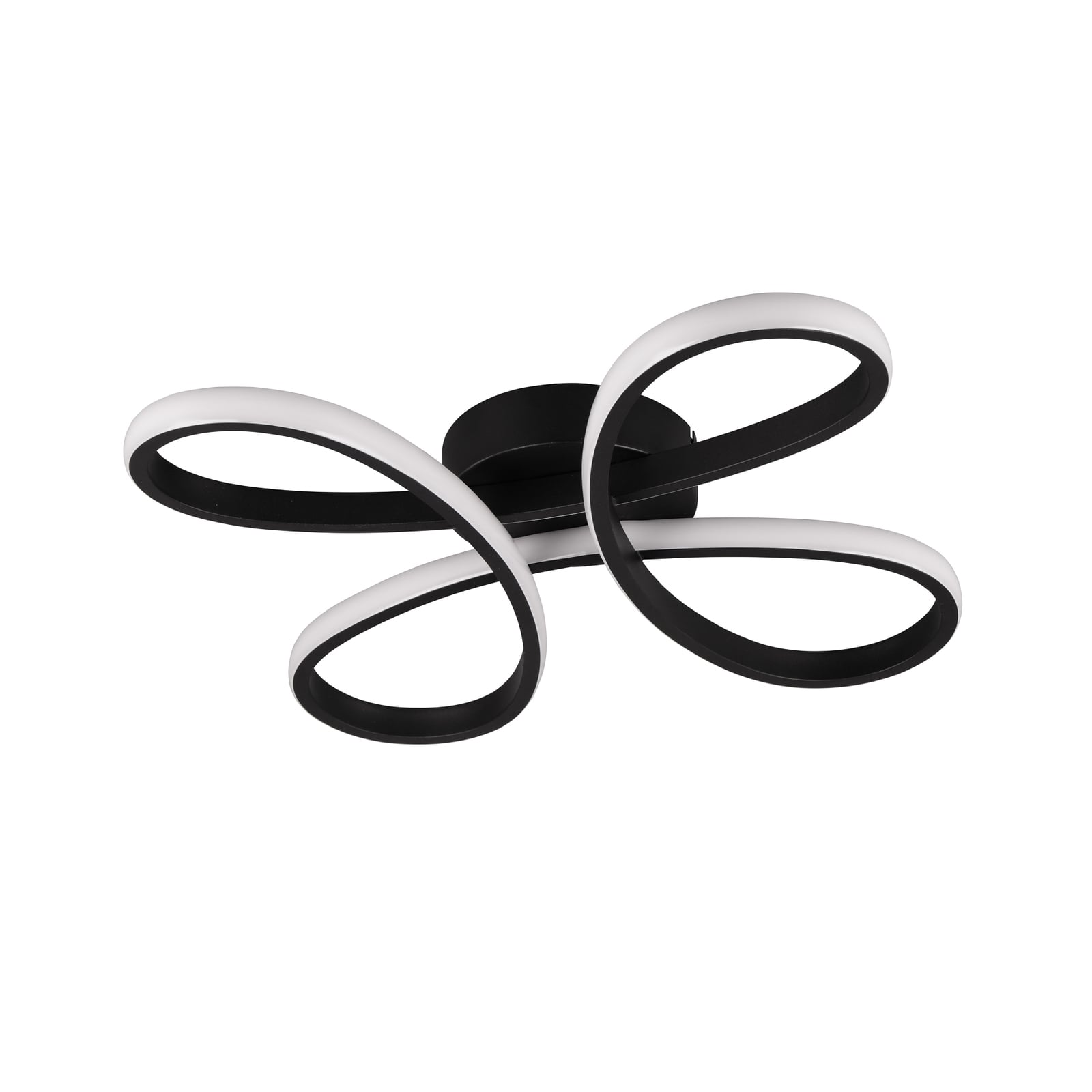 LED taklampe Fly dimbar svart matt 40x40 cm fra forfra