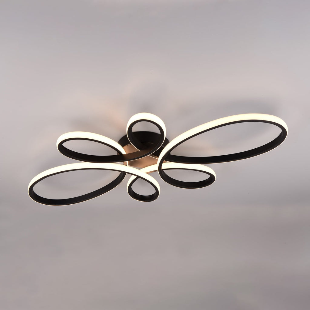 LED taklampe Fly svungne linjer svart matt detalj