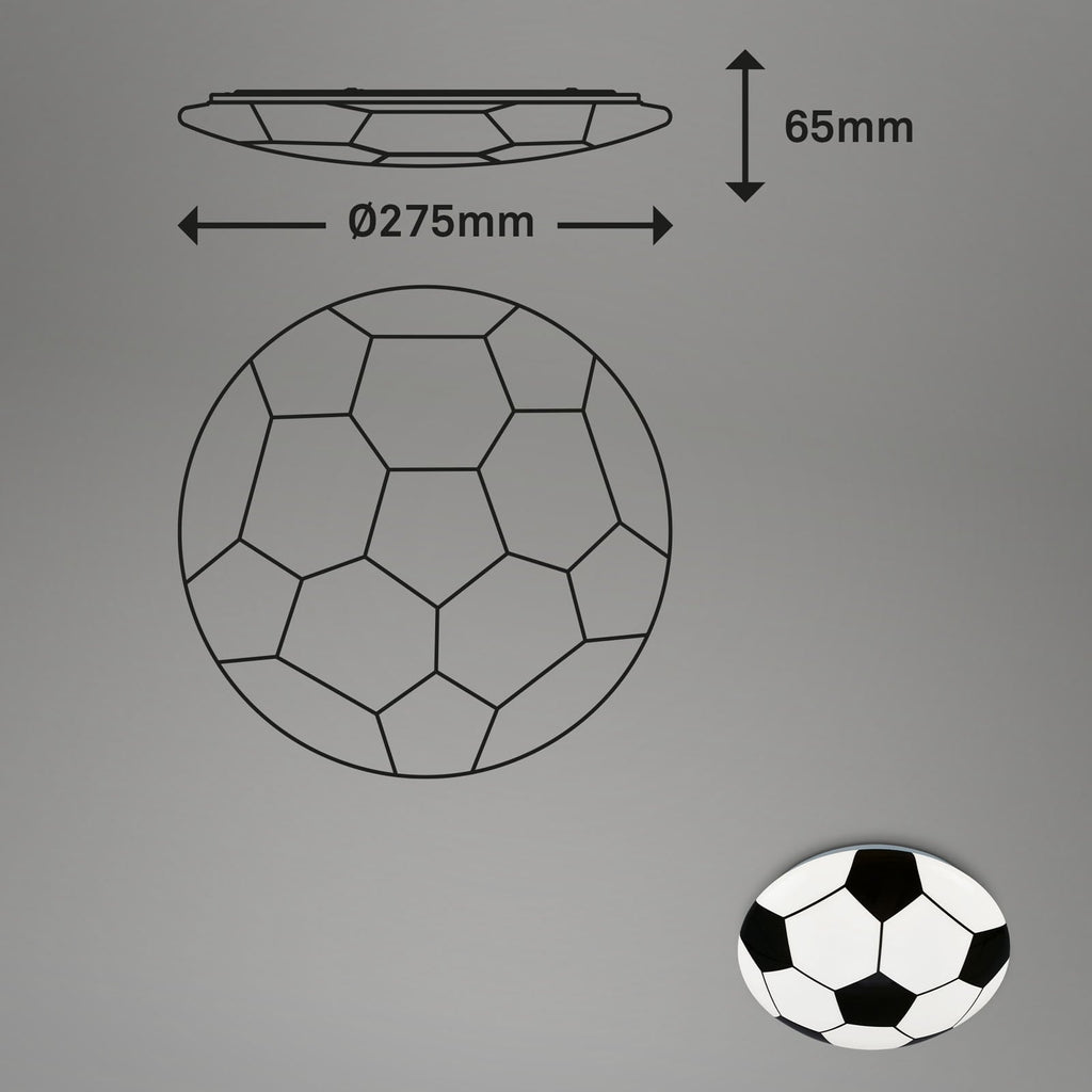 LED taklampe fotball svart/hvit Ø27,5 cm 12W barnerom lysdetalj