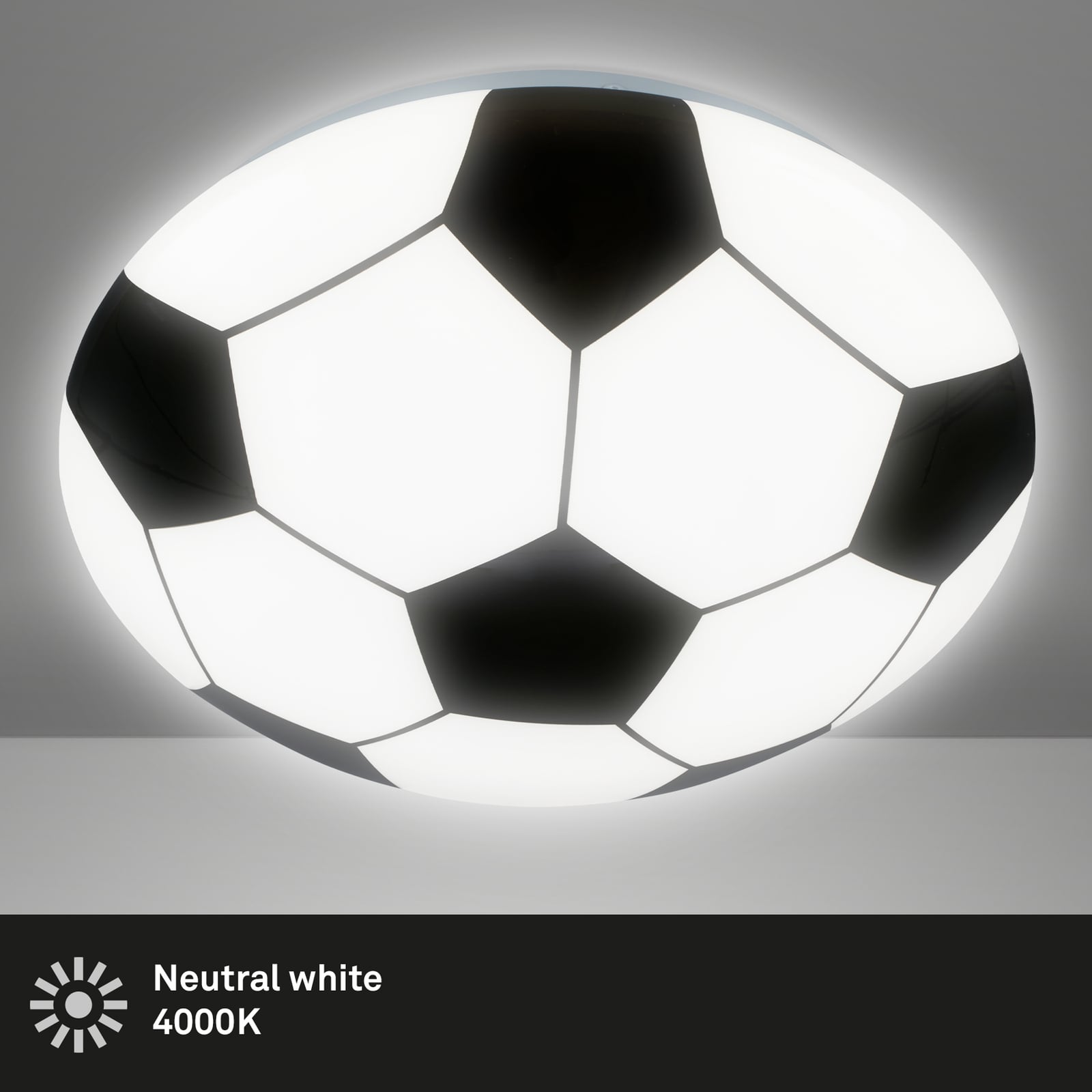 LED taklampe fotball svart/hvit Ø27,5 cm 12W barnerom installasjon