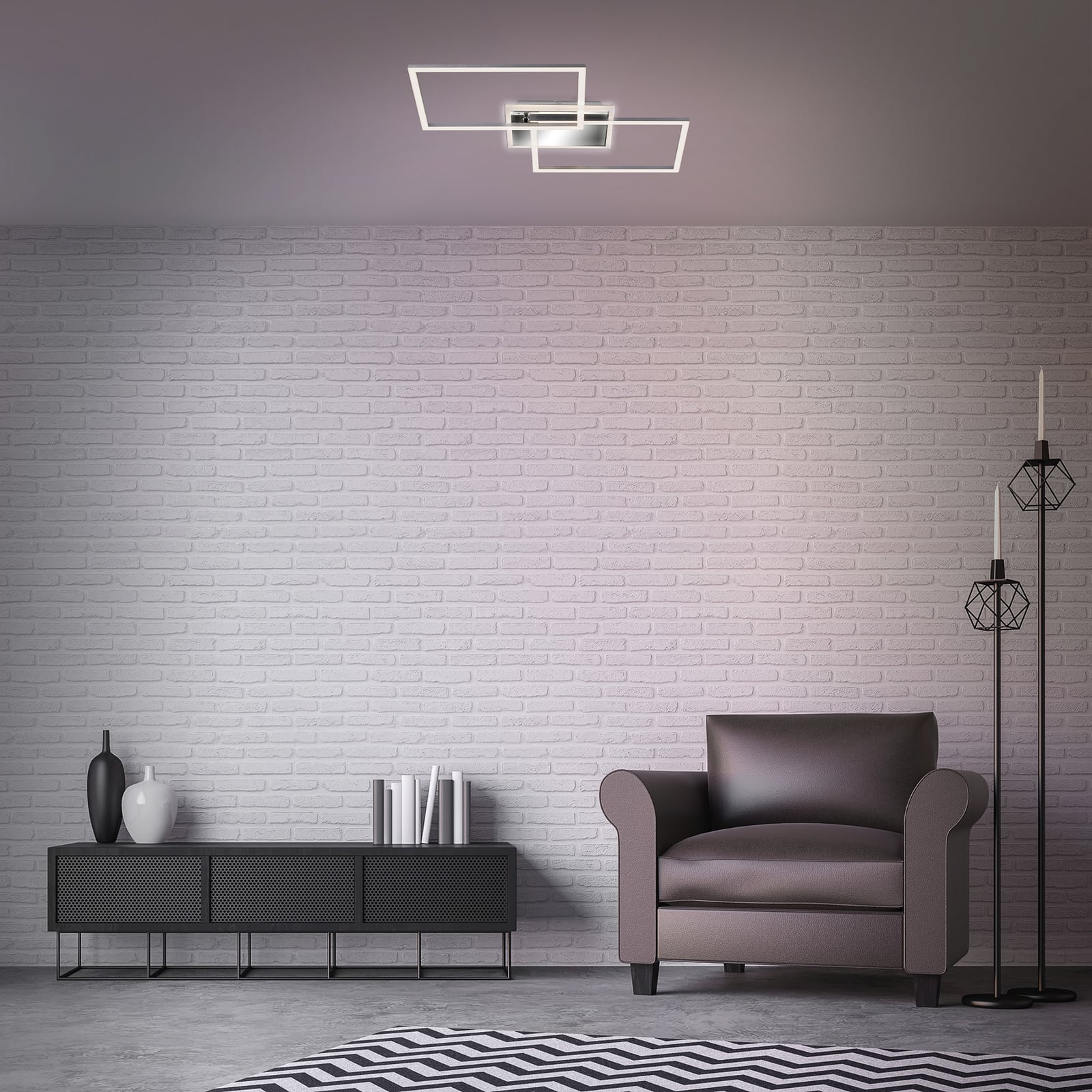 LED taklampe Frame 2-lys dimbar CCT aluminium 50 cm montert i rom