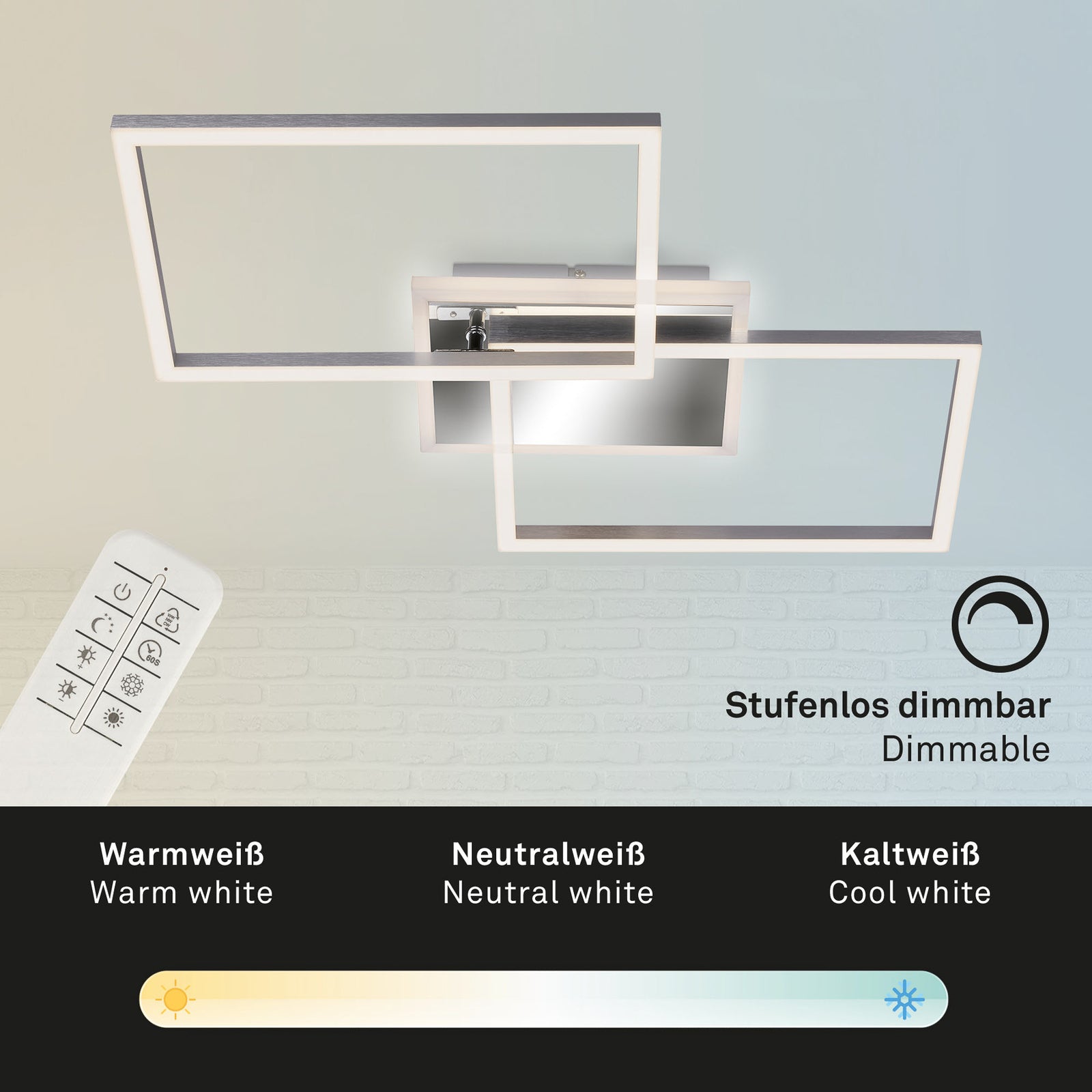 LED taklampe Frame 2-lys dimbar CCT aluminium 50 cm lys i bruk