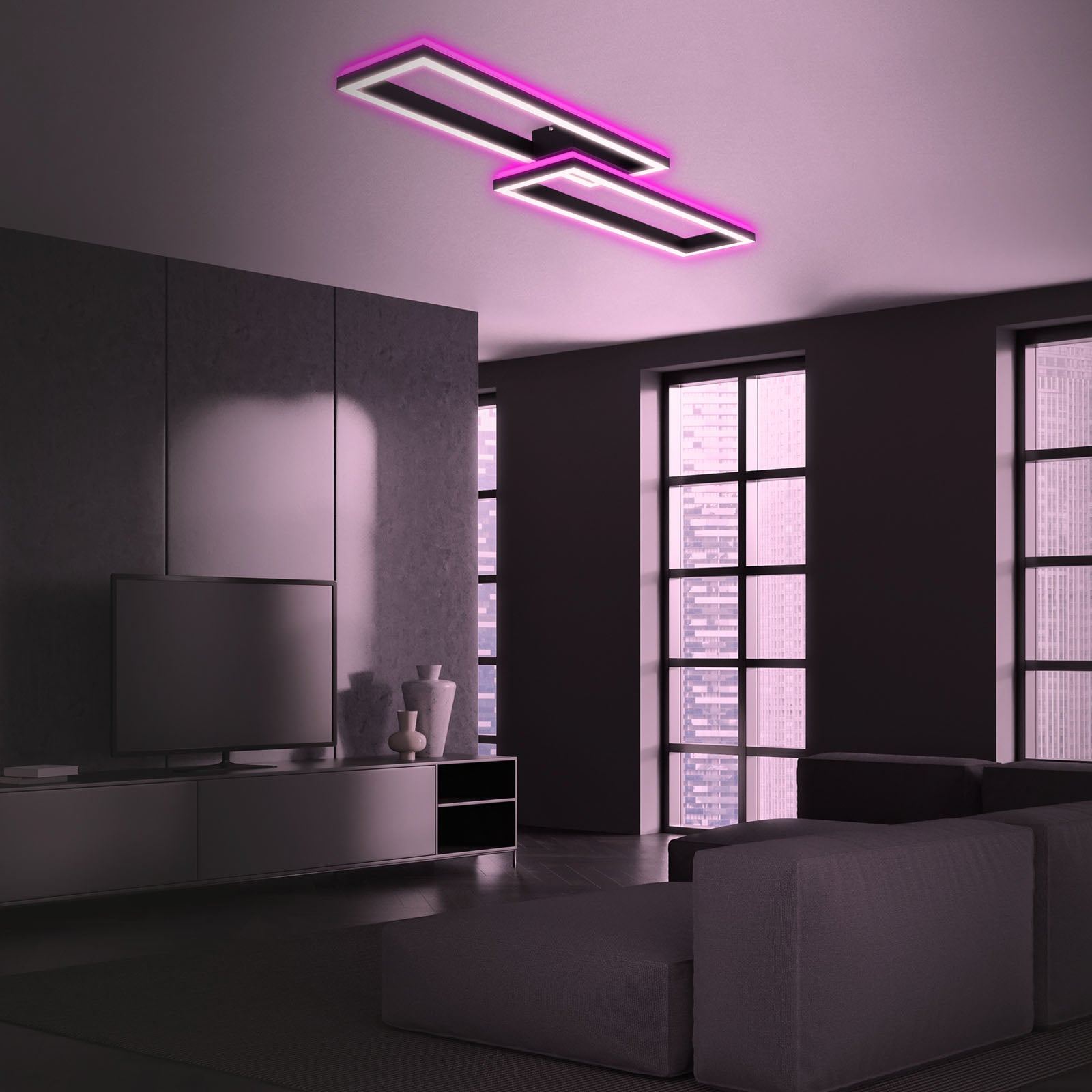 Detalj av LED taklampe Frame 2-lys RGBW med fjernkontroll