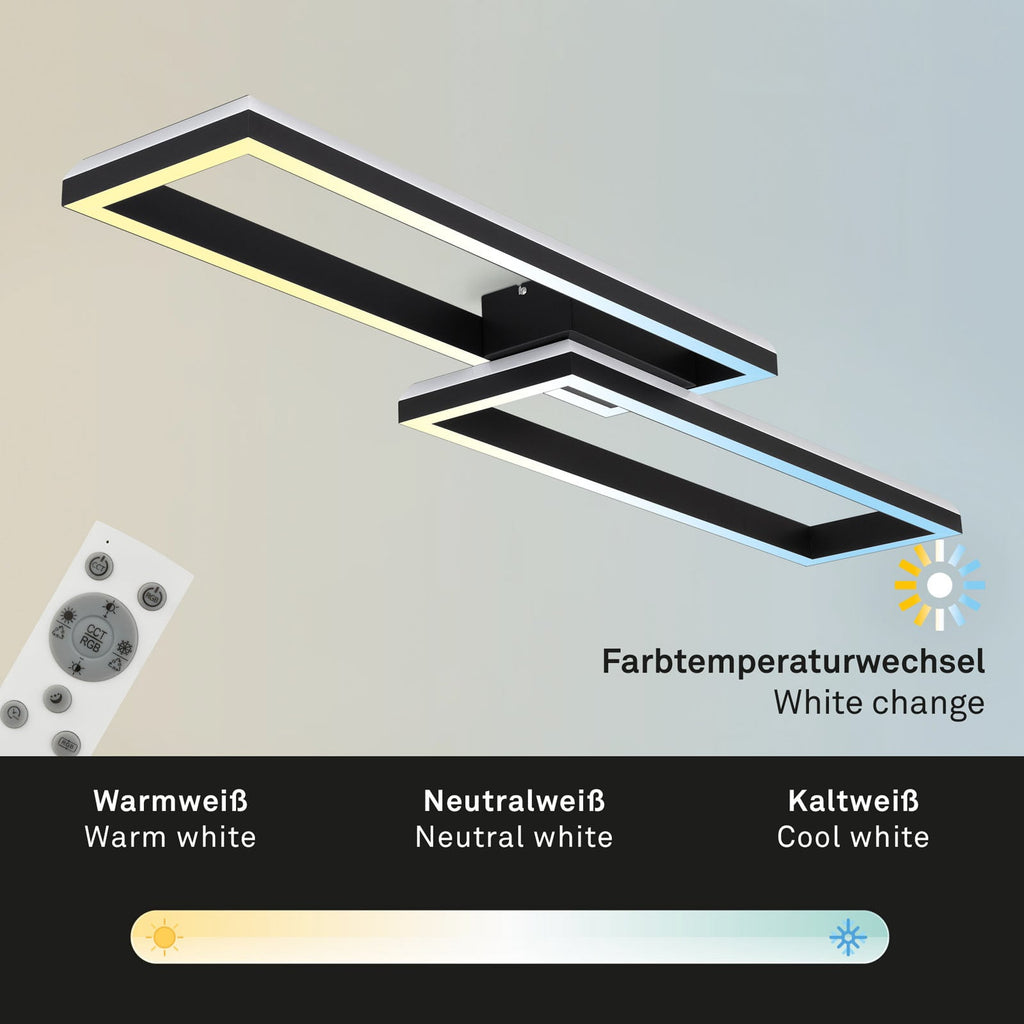 LED taklampe Frame 2-lys RGBW med fjernkontroll lysdetalj