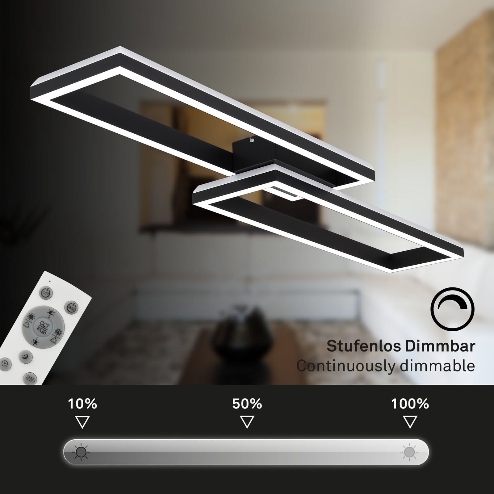 LED taklampe Frame 2-lys RGBW med fjernkontroll belysning