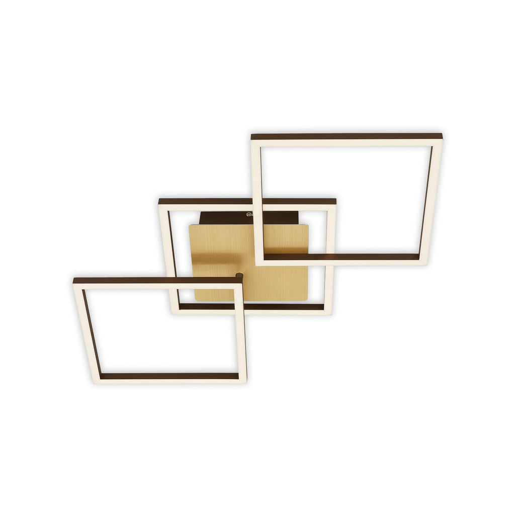 LED taklampe Frame 3-lys dimbar gull/brun 76 cm forfra