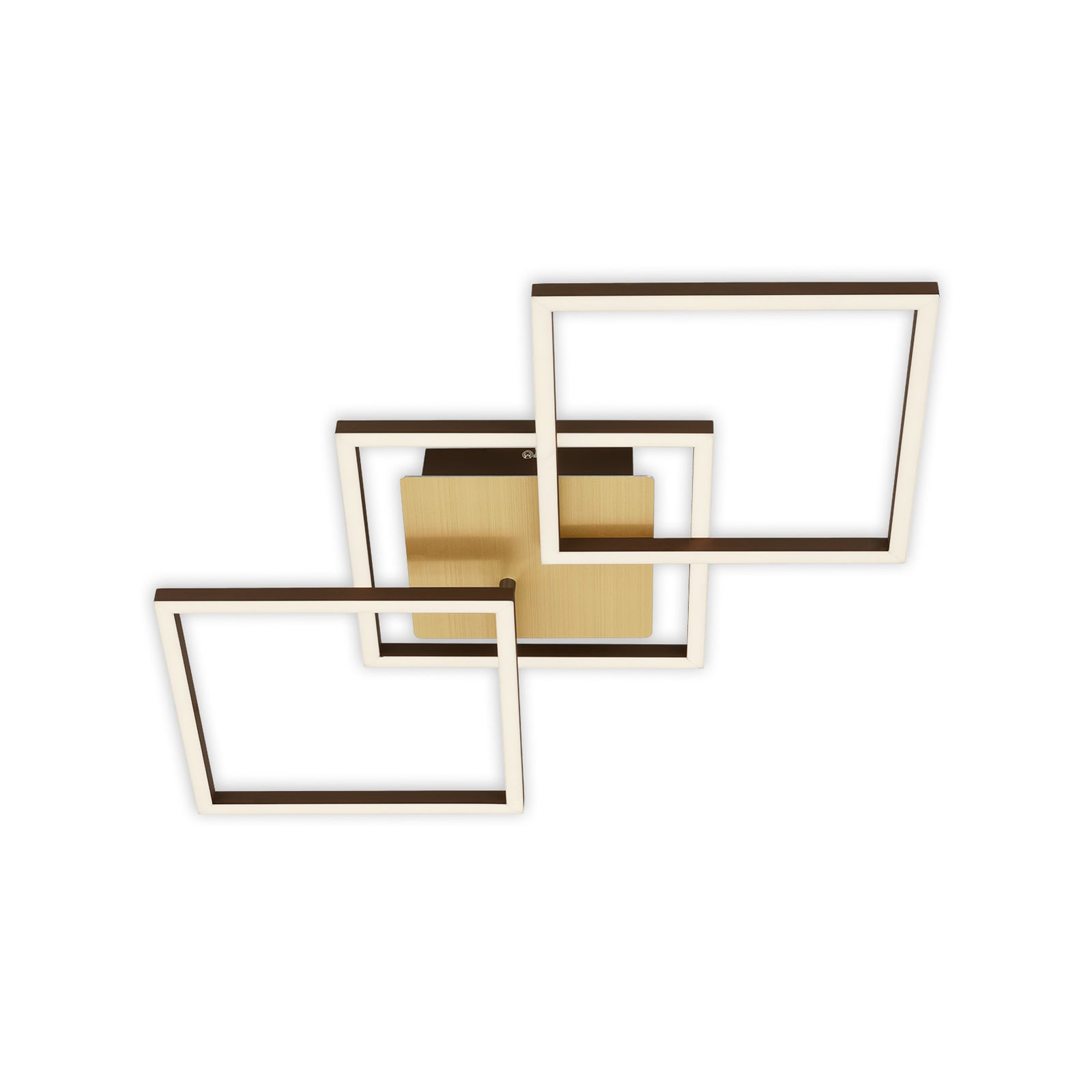 LED taklampe Frame 3-lys dimbar gull/brun 76 cm forfra