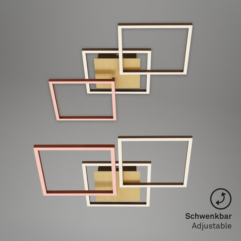 LED taklampe Frame 3-lys dimbar gull/brun 76 cm vinklet visning