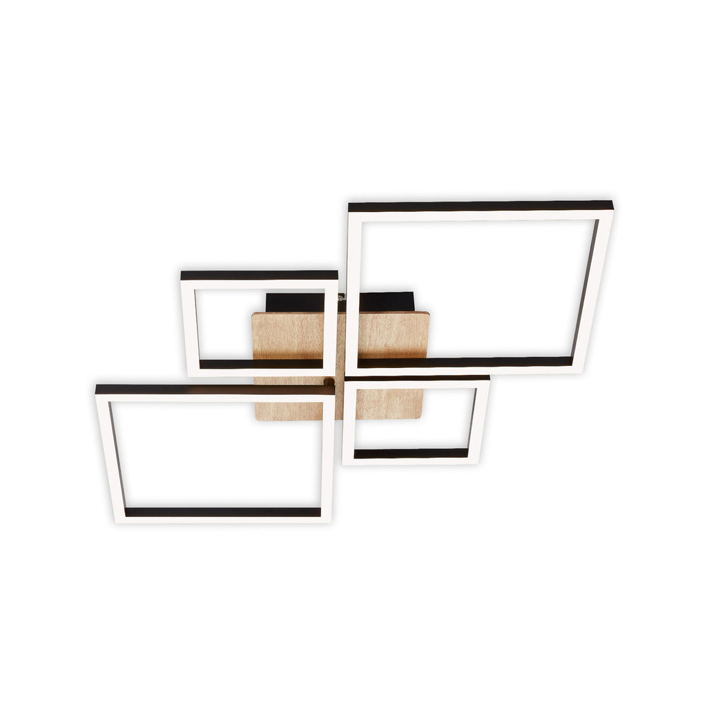LED taklampe Frame 4-lys tre/svart dimbar montert i tak