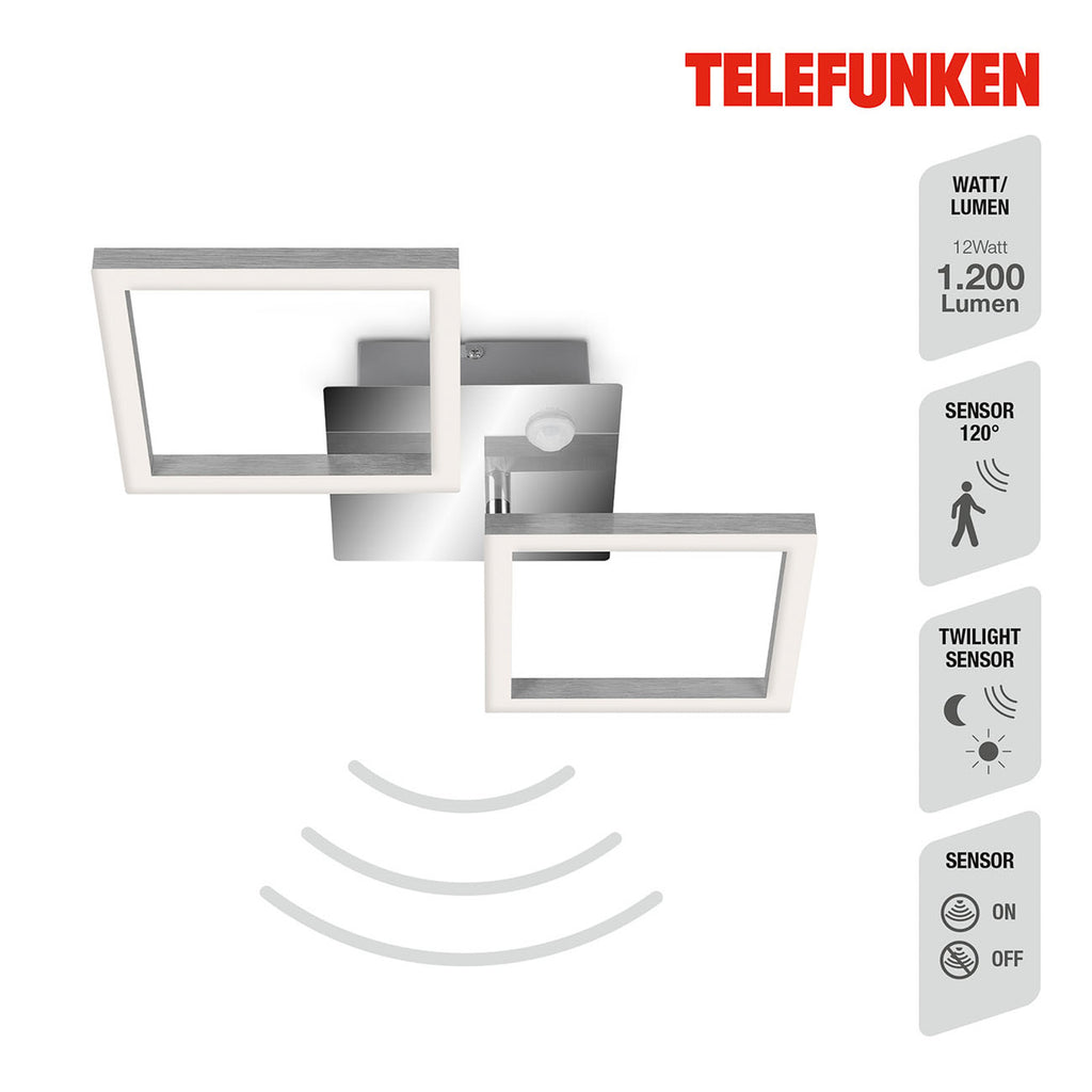 LED taklampe Frame med bevegelsessensor krom alu detalj