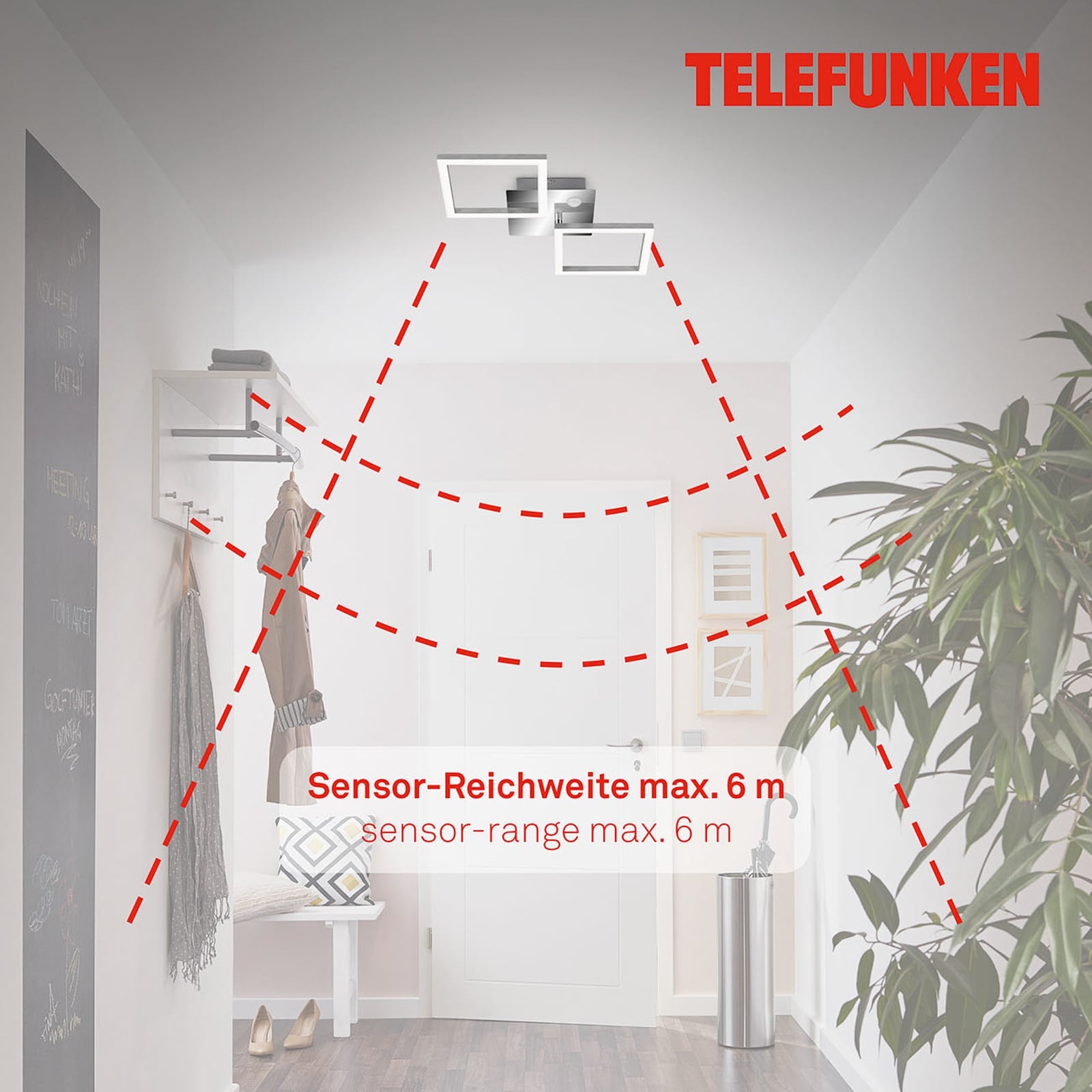 LED taklampe Frame med bevegelsessensor krom alu montert