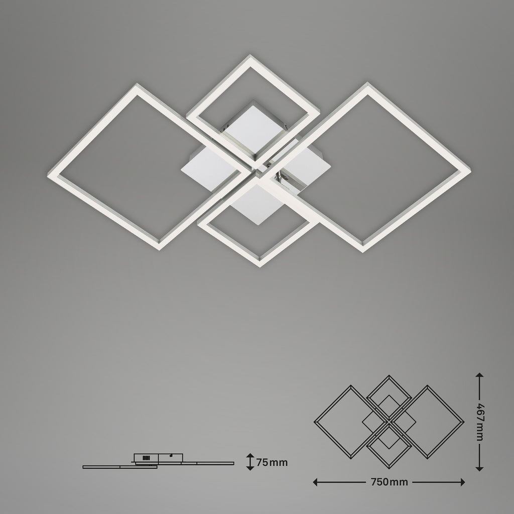 LED taklampe Frame CCT dimbar aluminium 75x47 cm 38W Briloner detalj av rammer