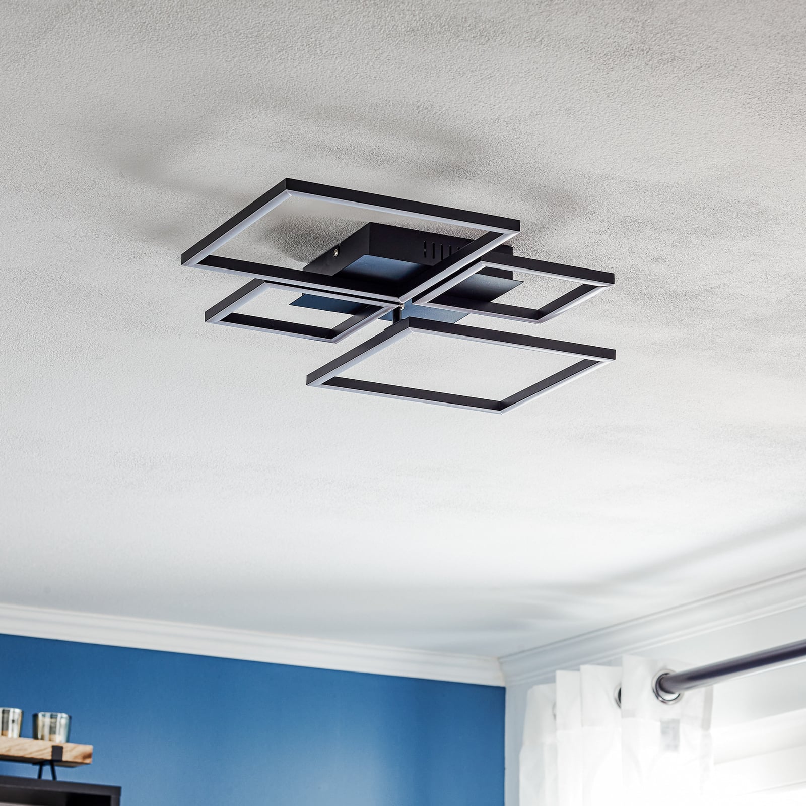 LED taklampe Frame CCT dimbar med fjernkontroll svart 38W detalj