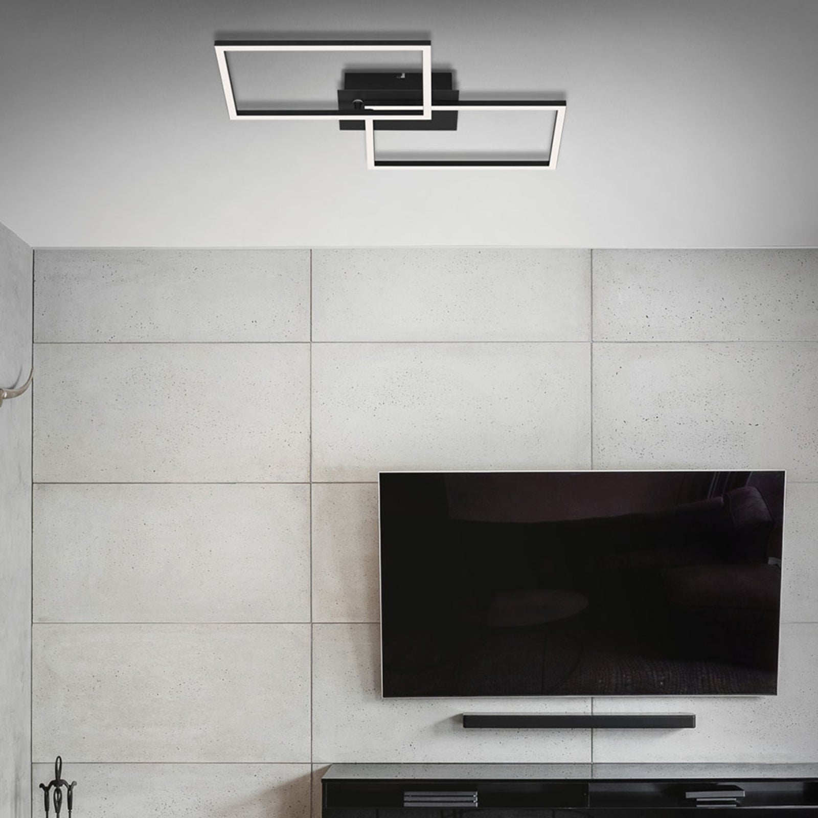 Bakside av LED taklampe Frame CCT dimbar svart 50x39 cm med fjernkontroll