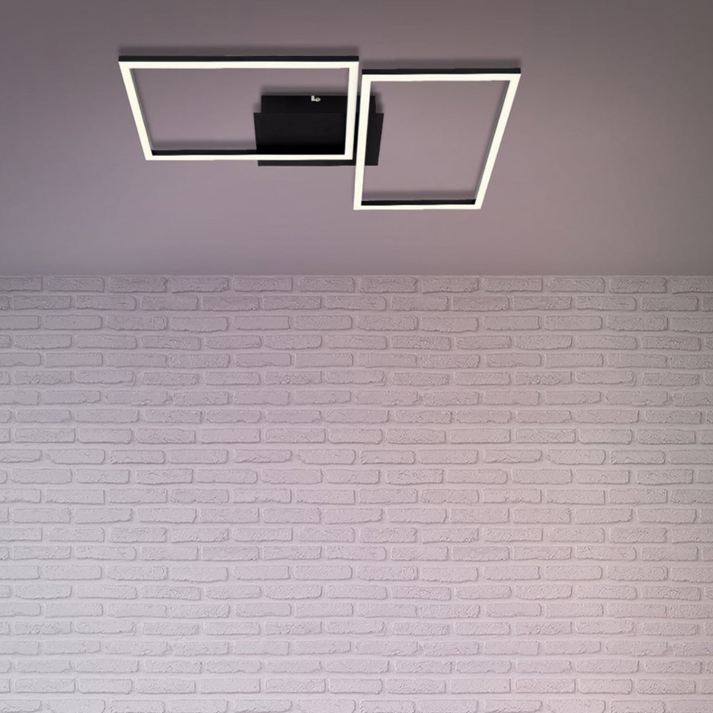 Detalj av LED taklampe Frame CCT dimbar svart 50x39 cm med fjernkontroll