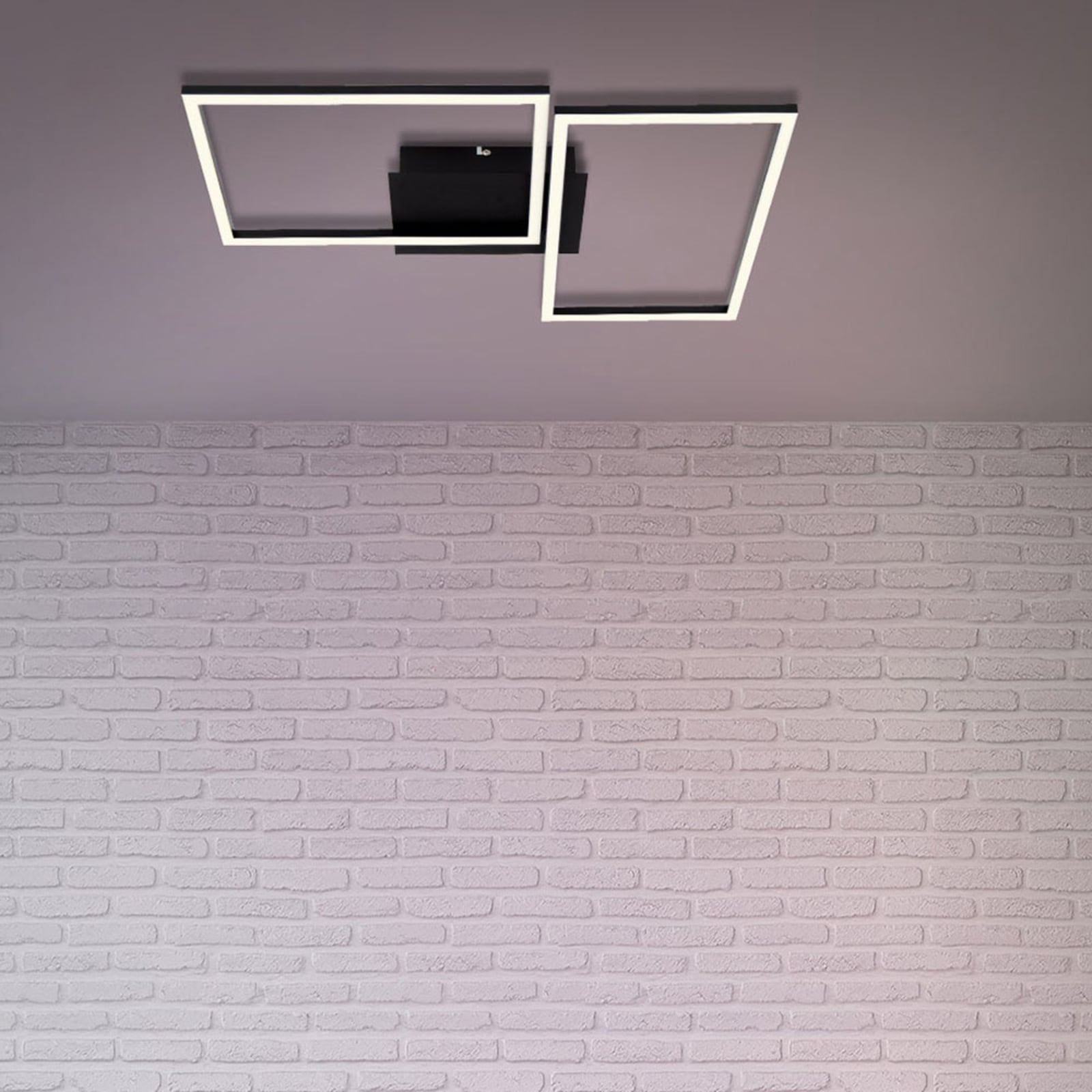 Detalj av LED taklampe Frame CCT dimbar svart 50x39 cm med fjernkontroll
