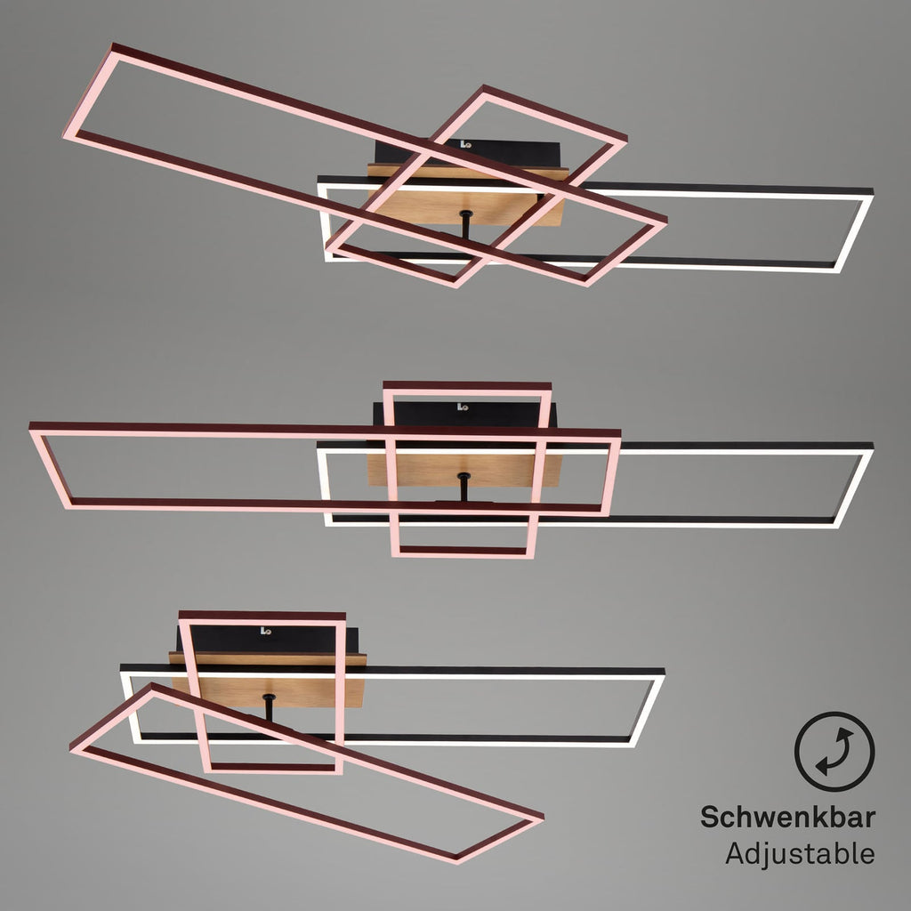 LED taklampe Frame CCT svart/tre 104 cm nærbilde av treoverflate