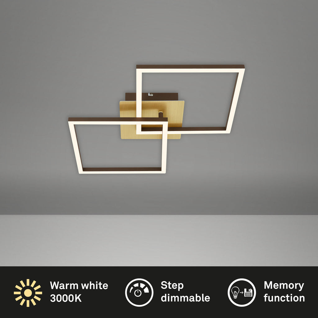 LED taklampe Frame dimbar 2-lys gull svingbar bakside
