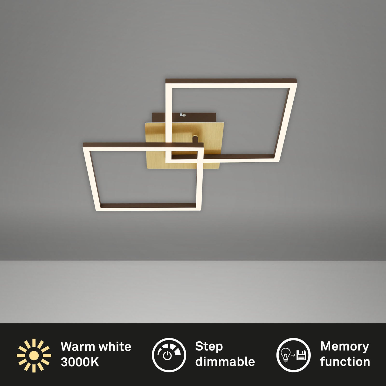 LED taklampe Frame dimbar 2-lys gull svingbar bakside