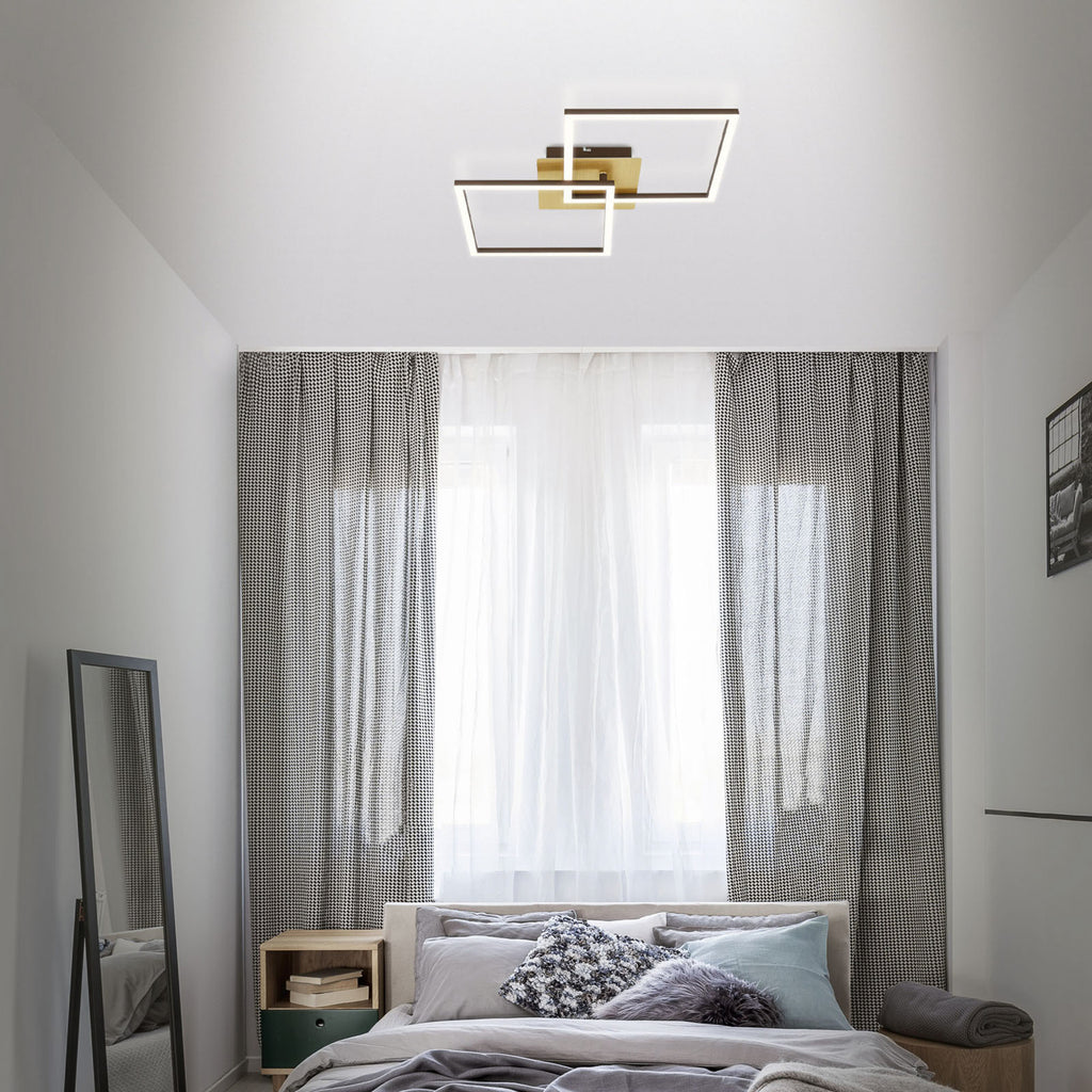 Detalj av LED taklampe Frame dimbar 2-lys gull svingbar
