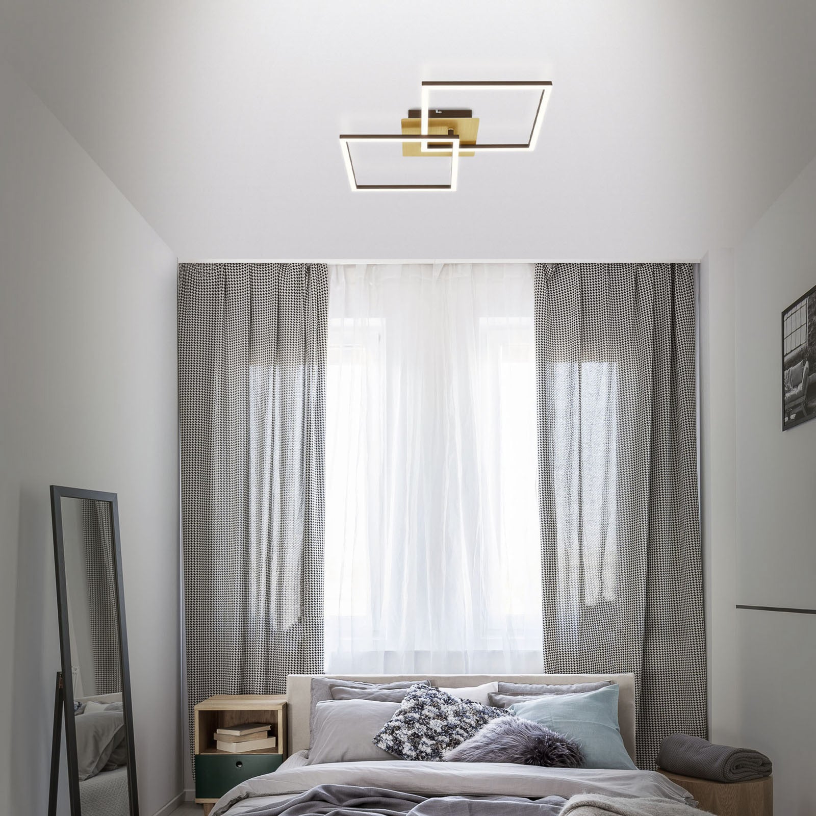 Detalj av LED taklampe Frame dimbar 2-lys gull svingbar