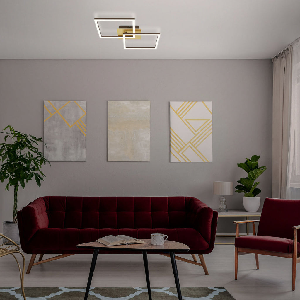 Montert LED taklampe Frame dimbar 2-lys gull svingbar i rom