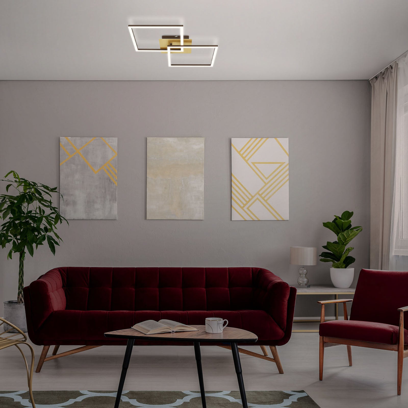 Montert LED taklampe Frame dimbar 2-lys gull svingbar i rom