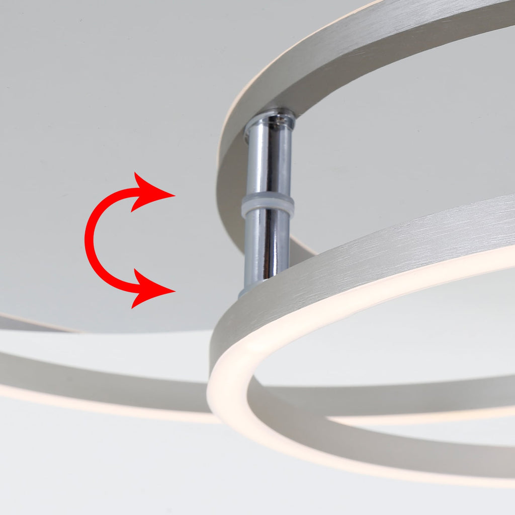 LED taklampe Frame dimbar 2 ringer krom alu detalj av ringer