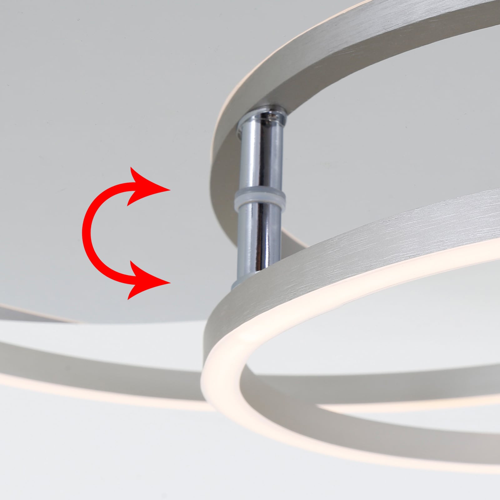 LED taklampe Frame dimbar 2 ringer krom alu detalj av ringer