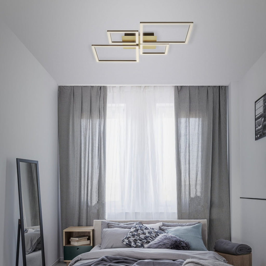LED taklampe Frame dimbar 4-lys gull 75x47 cm bakside